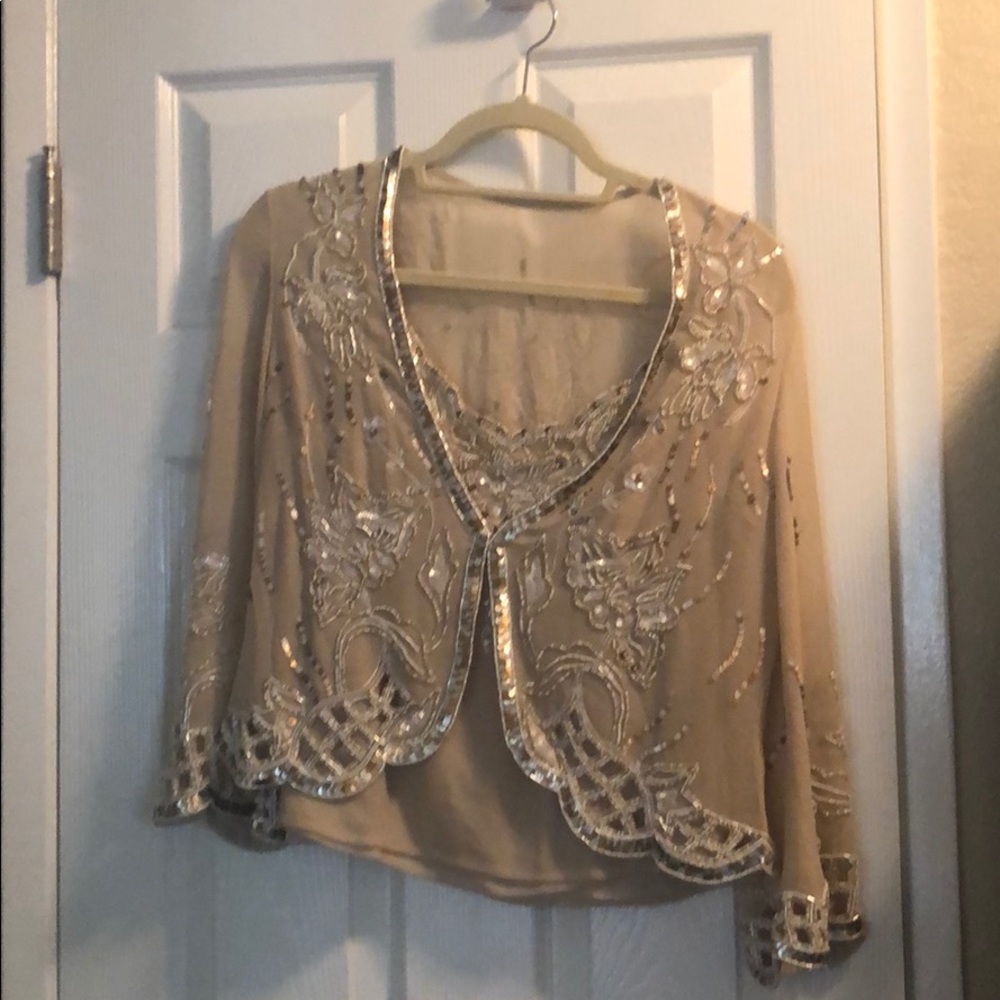 Nude/tan beaded cami and cover